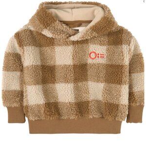NWT OII SWEDISH Teddy Hoodie Lasse Tapenade Check brown beige 134-140 cm 6-7y 7t